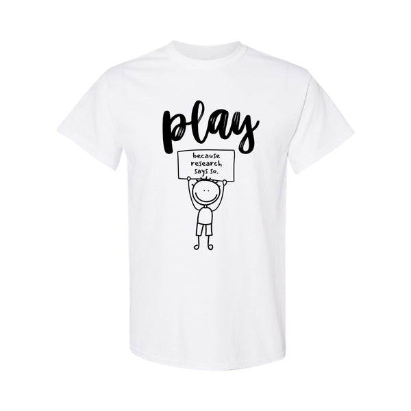 TCCT - PLAY BECAUSE RESEARCH SAYS SO WHITE TEE